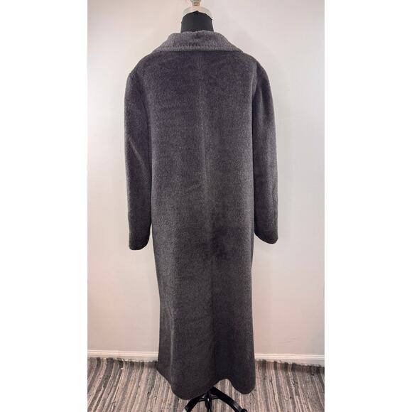 Cinzia Rocca PIACENZA Gray Long Coat Wool Baby llama Collared Overcoat Size 8 - Picture 6 of 12